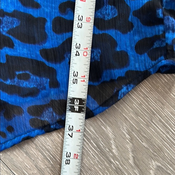 Sheer Blue and Black Animal Print Sheer Cardigan - Picture 5 of 7